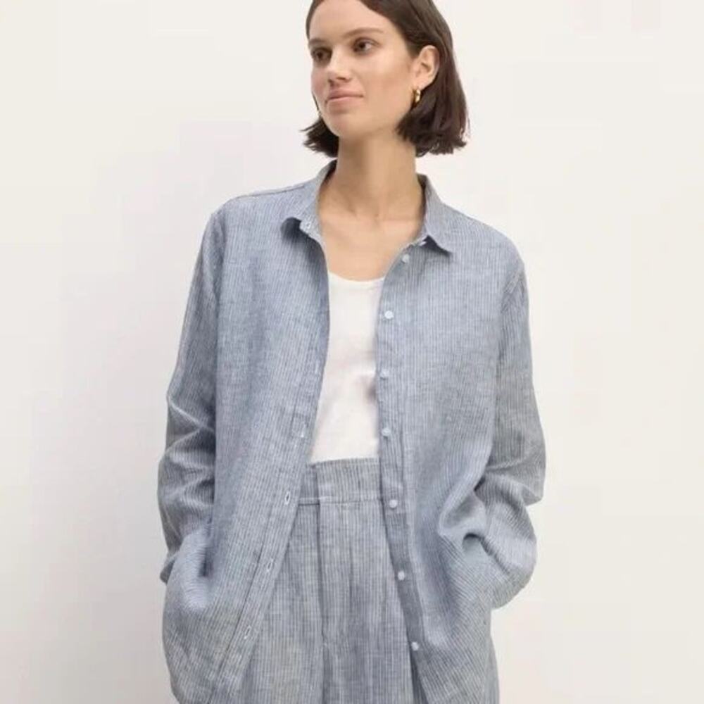 Everlane | The Linen Relaxed Striped Pure Linen Lightweight Flowing Button Down